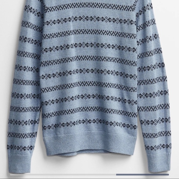 Gap Mens Stripe Crewneck Sweater Pullover 100% Cotton L XL Blue Heather NWT - Picture 4 of 7